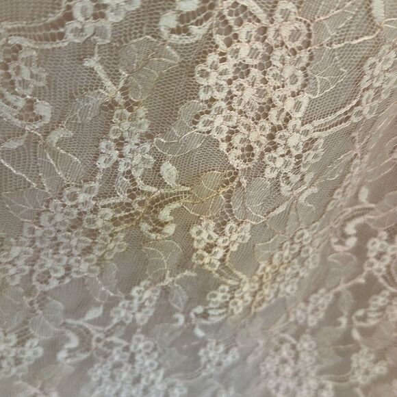 Vtg 60s Vanity Fair light pink lace double layer nylon button front short robe - Picture 9 of 12